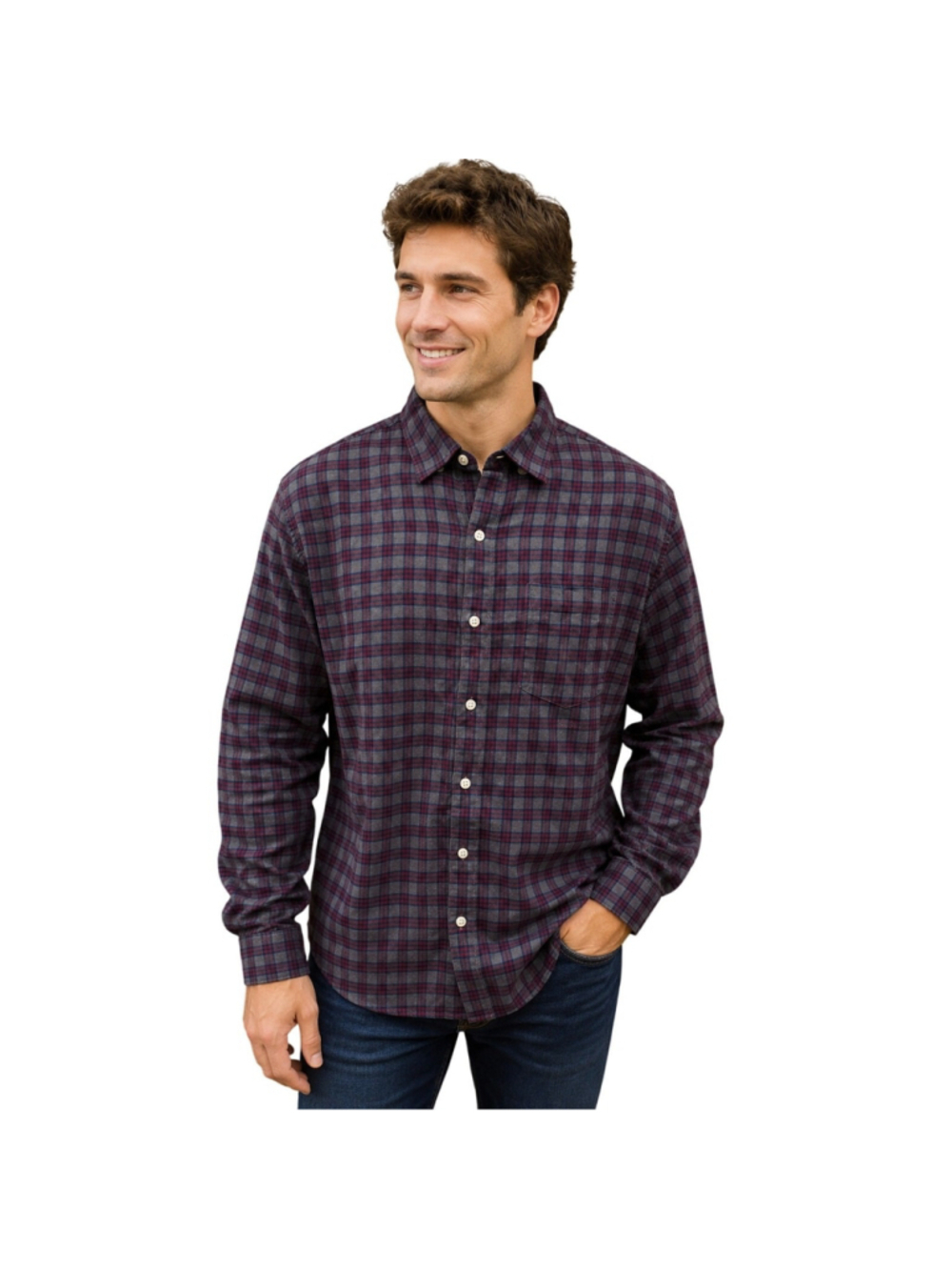 Bonobos slim fit long sleeve plaid burgandy light flannel button up M preppy EUC